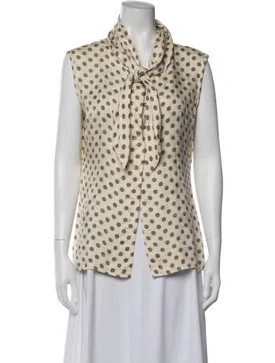 Pre-owned Gucci Vintage Silk Blouse In Neutrals