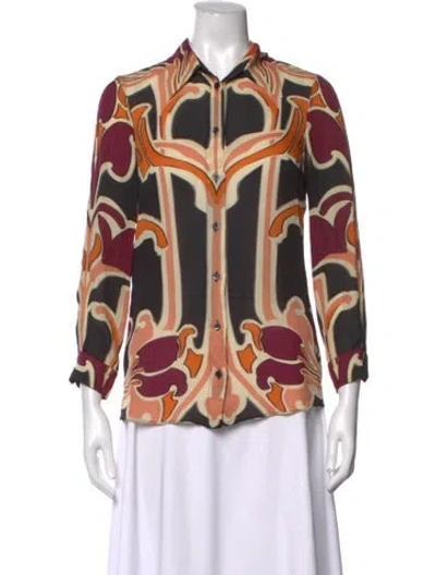 Pre-owned Gucci Vintage Silk Blouse In Neutrals