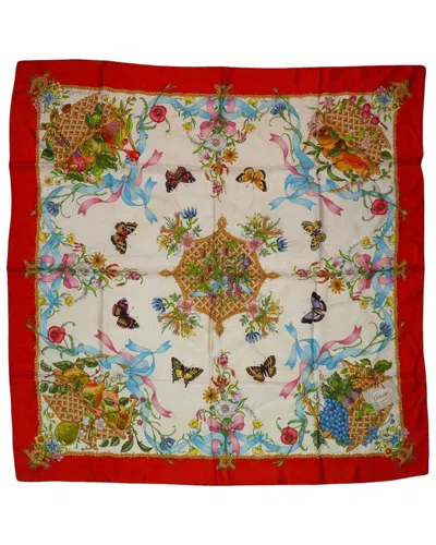 Gucci Vintage Silk Scarf Accornero (authentic Pre-loved) In Blue