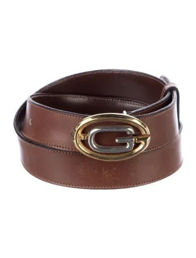 Pre-owned Gucci Vintage Skinny Belt Kit In Brown