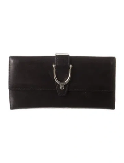 Pre-owned Gucci Vintage Stirrup Continental Wallet In Black