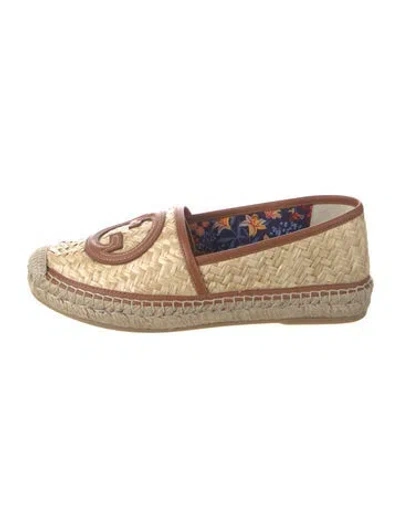 Pre-owned Gucci Vintage Straw Espadrilles In Neutral