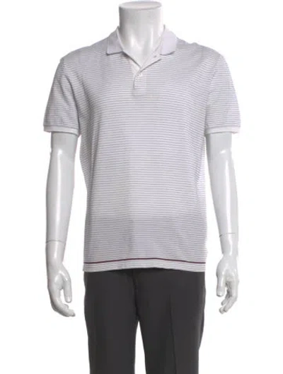 Pre-owned Gucci Vintage Striped Polo Sweater In White