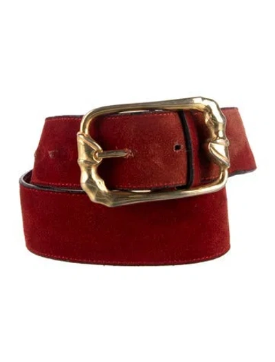 Pre-owned Gucci Vintage Suede Belt In Red