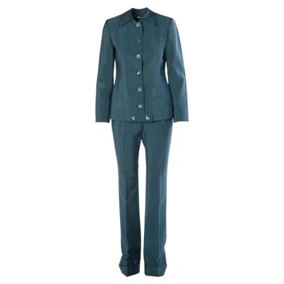 Pre-owned Gucci Vintage Teal Mohair & Wool Pantsuit - �90s In Green