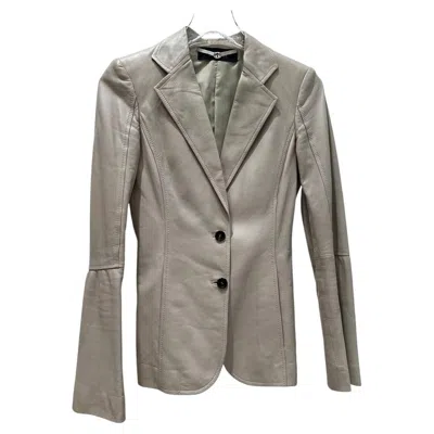 Pre-owned Gucci Vintage Tom Ford Era Ivory Leather Blazer Sz.38 In White