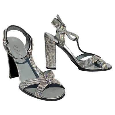 Pre-owned Gucci Vintage Tom Ford For  Ss 2000 Crystal Embellished Shoes Sandals 36.5 Us 6.5 In Gray