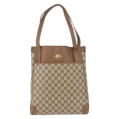 Pre-owned Gucci Vintage Tote Canvas Beige Canvas Tote Bag Bag () In Sand