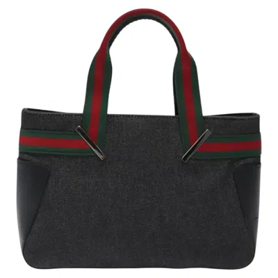 Pre-owned Gucci Vintage Tote Canvas Black Canvas Tote Bag Bag ()