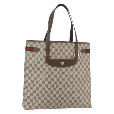Pre-owned Gucci Vintage Tote Gg Canvas Beige Pvc Tote Bag Bag () In Sand