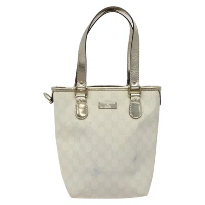 Pre-owned Gucci Vintage Tote Gg Canvas White Canvas Tote Bag Bag ()