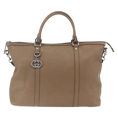Pre-owned Gucci Vintage Tote Leather Brown Leather Tote Bag Bag ()