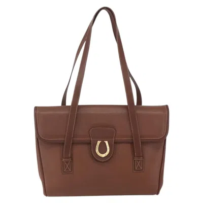 Pre-owned Gucci Vintage Tote Leather Brown Leather Tote Bag Bag ()