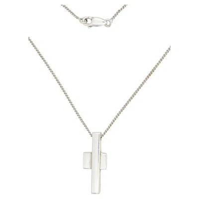Pre-owned Gucci Vintage Unisex Asymmetric Cross Abstract Pendant Sterling Silver Necklace In Multi