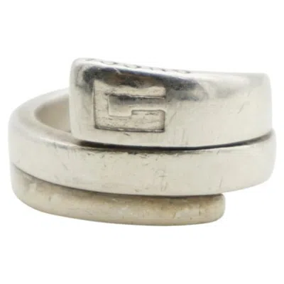 Pre-owned Gucci Vintage Unisex Silver Spiral Logo Engraved Cocktail Chunky Modernist Ring In Multi