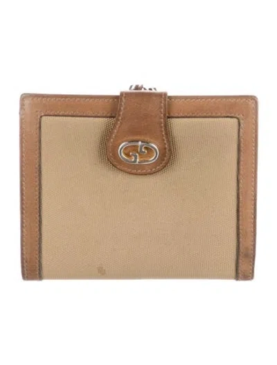 Pre-owned Gucci Vintage Vintage Gg Plus Canvas French Purse Compact Wallet In Brown