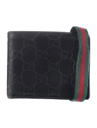 Pre-owned Gucci Vintage Web Accent Bifold Wallet In Black