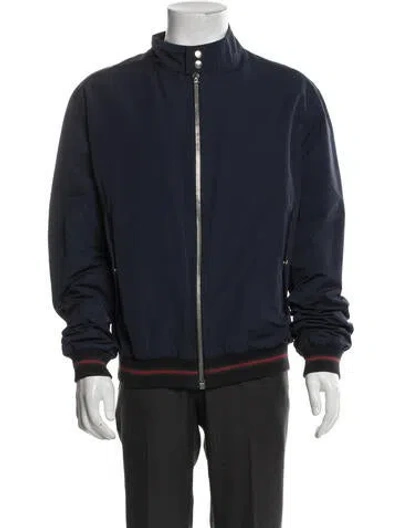 Pre-owned Gucci Vintage Web Accent Bomber Jacket In Blue