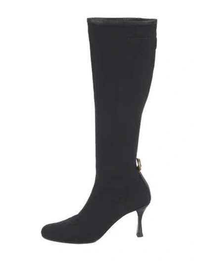 Pre-owned Gucci Vintage Web Accent Boots In Black