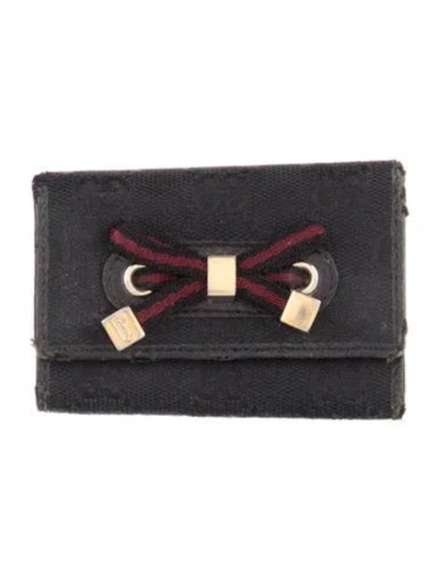 Pre-owned Gucci Vintage Web Accent Coin Pouch In Black