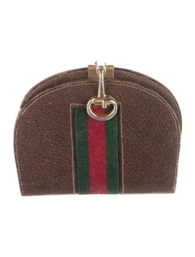 Pre-owned Gucci Vintage Web Accent Continental Wallet In Brown