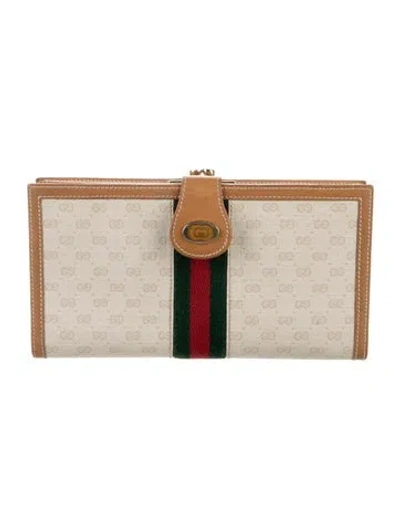 Pre-owned Gucci Vintage Web Accent French Purse In Neutral