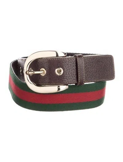 Pre-owned Gucci Vintage Web Accent Waist Belt In Green/red
