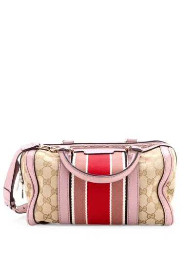 Pre-owned Gucci Vintage Web Boston Bag Gg Canvas Small Satchel In Brown