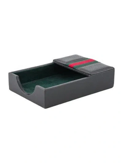 Pre-owned Gucci Vintage Web Desk Note Tray In Black