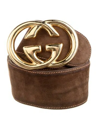 Pre-owned Gucci Vintage Wide Belt In Brown