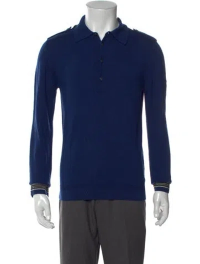 Pre-owned Gucci Vintage Wool Polo Sweater In Blue
