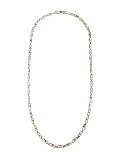 Pre-owned Gucci Vintage Z Chain Link Necklace, 30" In Multicolor