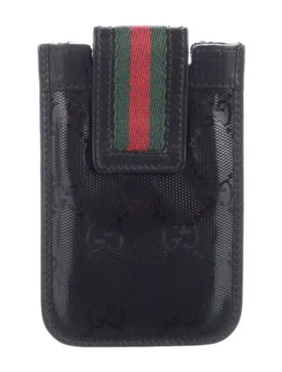 Pre-owned Gucci Vinyl Card Holder In Black