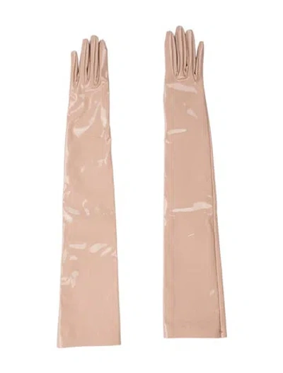 Pre-owned Gucci Vinyl  Opera Gloves In Neutrals