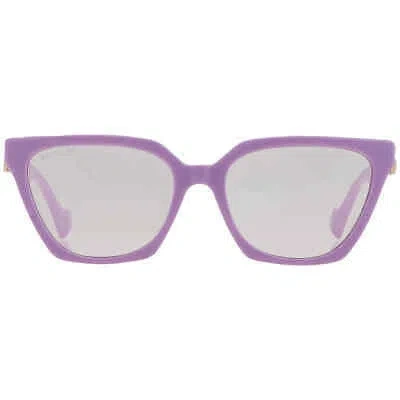 Pre-owned Gucci Violet Logo Clip-on Cat Eye Ladies Sunglasses Gg1542s 002 55 In Purple