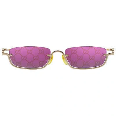 Pre-owned Gucci Violet Logo Rectangular Unisex Sunglasses Gg1278s 005 55 Gg1278s 005 55 In Purple