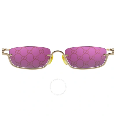 Gucci Violet Logo Rectangular Unisex Sunglasses Gg1278s 005 55 In Gold / Violet