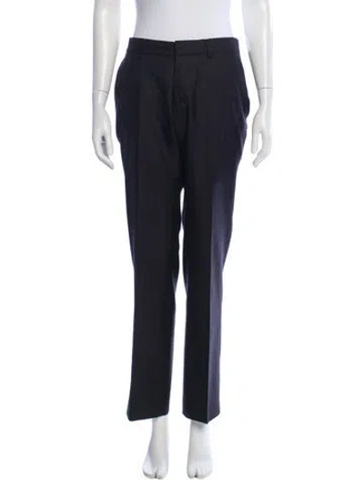 Pre-owned Gucci Virgin Wool Straight Leg Pants In Black