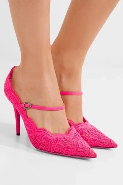 Pre-owned Gucci Virginia Lace Pumps 4883289fy10 In Pink
