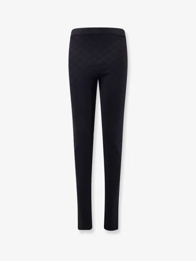 Gucci Viscose Blend Leggings With All-over Gg Motif In Black
