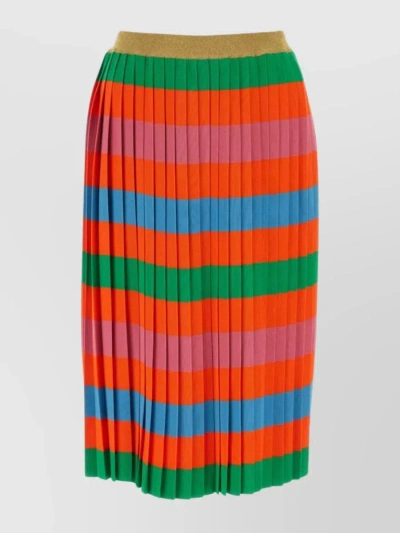 Gucci Multicolor Striped Pleated Knitted Midi Skirt