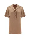 Gucci Women Viscose Blend Shirt With Allover Gg Logo In Brown