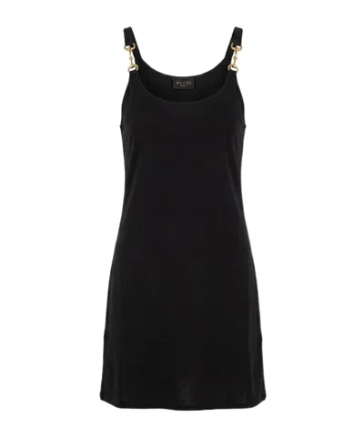 Gucci Viscose Crepe Jersey Dress With Horsebit In Black