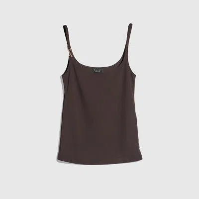 Gucci Viscose Crêpe Jersey Top With Horsebit In Brown