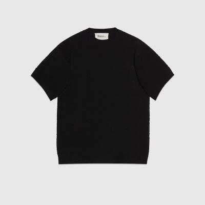 Gucci Viscose Jacquard T-shirt With Gg In Black