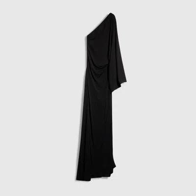 Gucci Viscose Jersey Asymmetrical Long Dress In Black