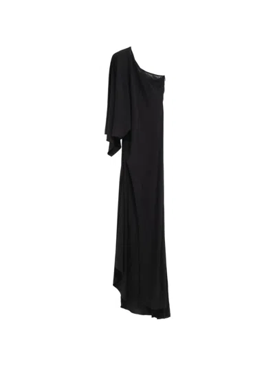 Gucci Viscose Jersey Asymmetrical Long Dress In Black