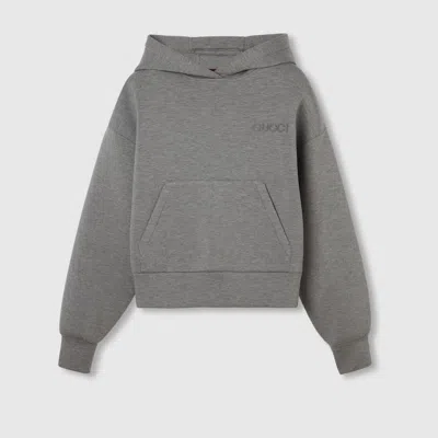 Gucci Viscose Jersey Hooded Sweatshirt In Grey