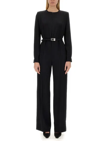Gucci Viscose Jumpsuit With Belt In Black
