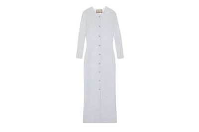 Pre-owned Gucci Viscose Lame Sequin Embroidery Dress White/grey